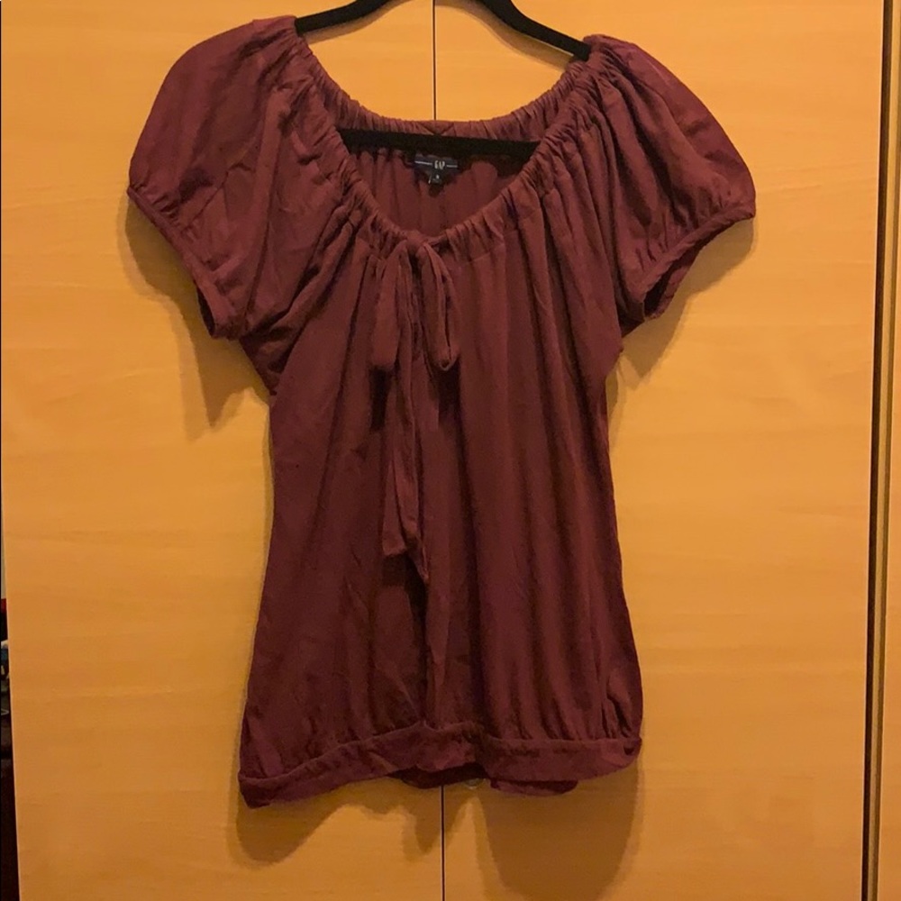 Burgundy tee with bow
